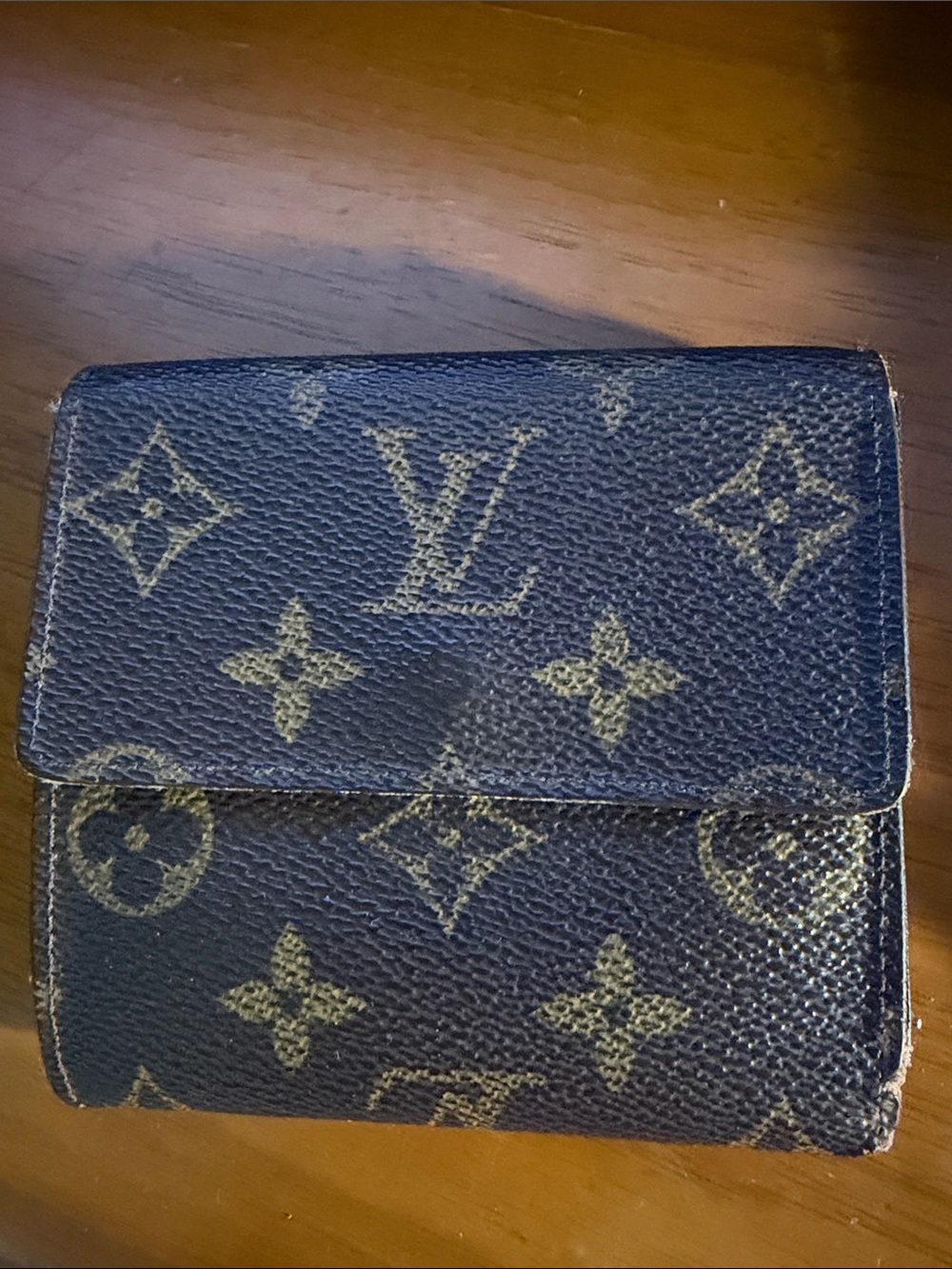 Louis Vuitton Monogram Elise Trifold Wallet - Dark Brown & Gold